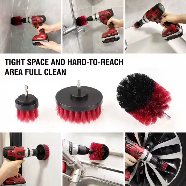 3pcs Multi Purpose Cleaning Brush Powered Car Detailing Brush Tool Car Cleaning Rim Brush Attachment Kit