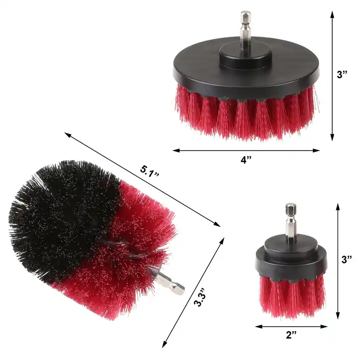 3pcs Multi Purpose Cleaning Brush Powered Car Detailing Brush Tool Car Cleaning Rim Brush Attachment Kit