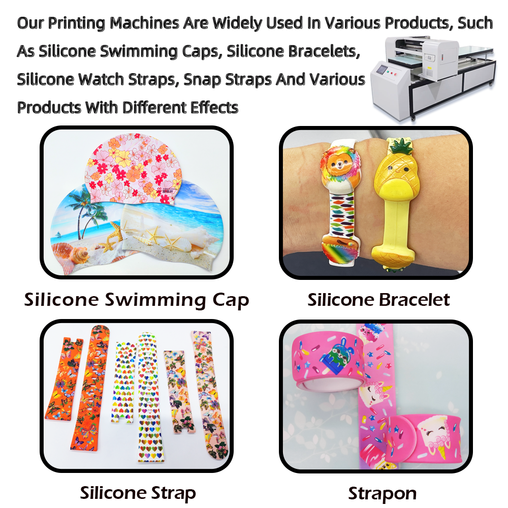 Multi-color silicone bracelet swimming cap strap UV proofing machine with multi-color printing machine HD color