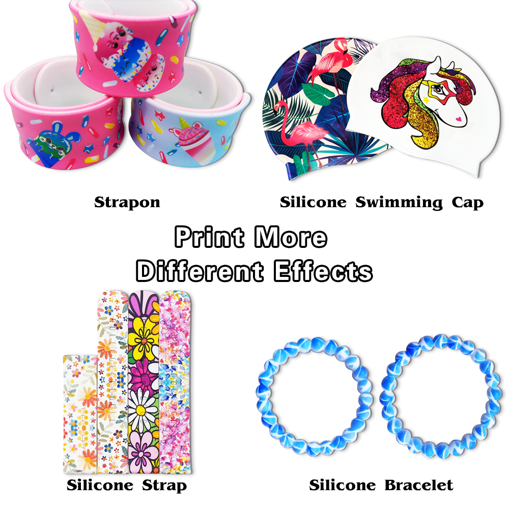 Multi-color silicone bracelet swimming cap strap UV proofing machine with multi-color printing machine HD color