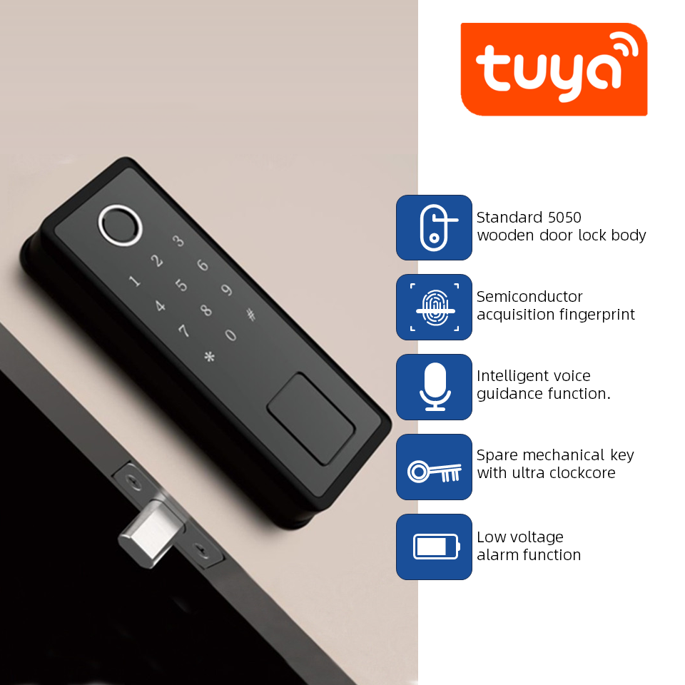 Waterproof Smart Door Lock FingerPrint Password Security-protection Keyless One-time Code Digital Electronic Lock For Tuya