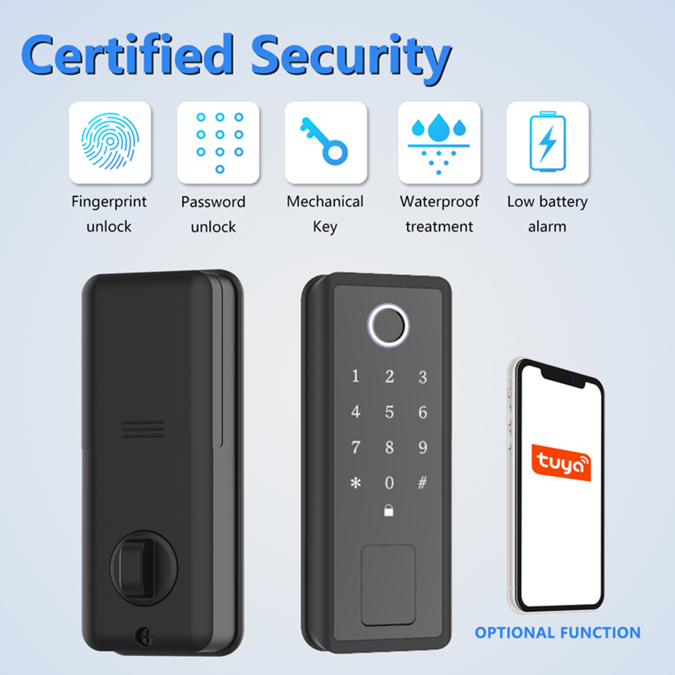 Waterproof Smart Door Lock FingerPrint Password Security-protection Keyless One-time Code Digital Electronic Lock For Tuya