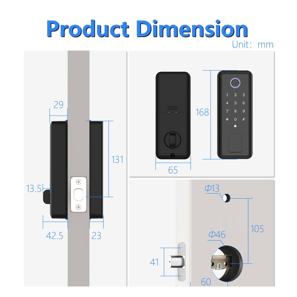 Waterproof Smart Door Lock FingerPrint Password Security-protection Keyless One-time Code Digital Electronic Lock For Tuya