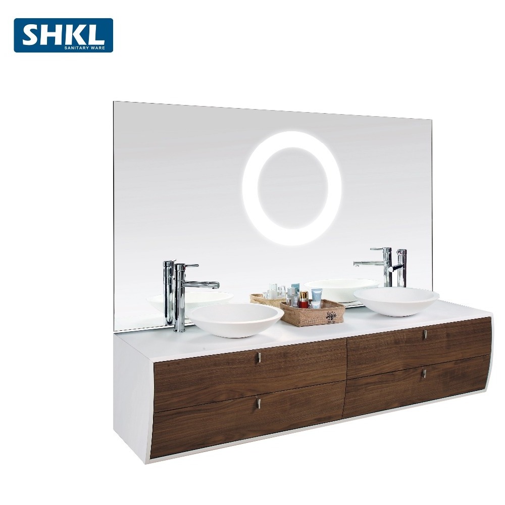 72 Inch Modern Floating Vanity Top Double Vessel Sink Vanity With Makeup Area