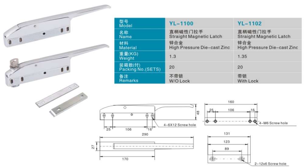 YL-1100 China factory provide Magnetic Latch cheap door lock