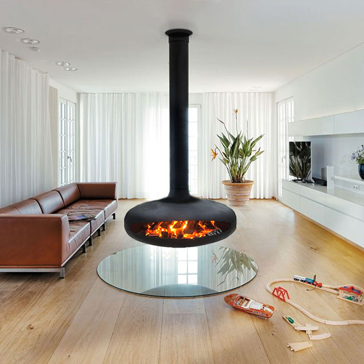 bioethanol fireplaces home ceiling mounted floating indoor wood burning hanging stove suspended fireplace