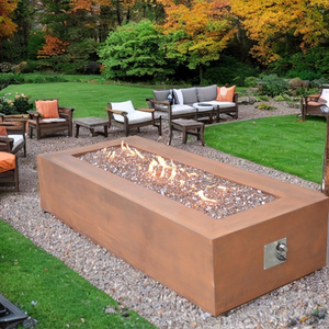 Patio Garden Rectangle Fire Pit Table Fireplace Furniture Gas Fire Pit Table With Glass Cover