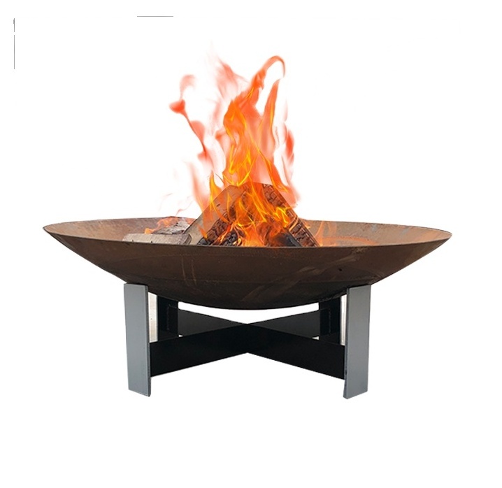 Corten Steel Outdoor Gas Fire Pit Round 30 Inch Fire Bowl