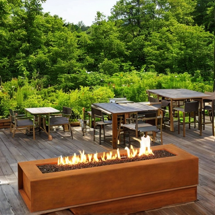 Outdoor Corten Steel Fire Pits Table Gas Firepit