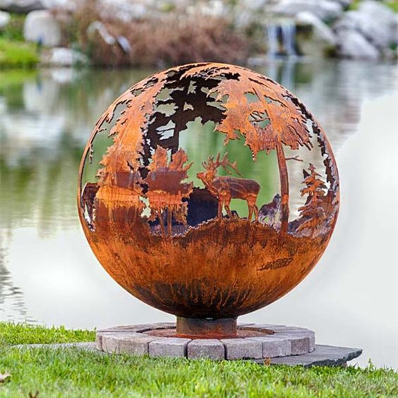 Garden Outdoor Metal Sphere World Map Globe Fire Pits For Sale