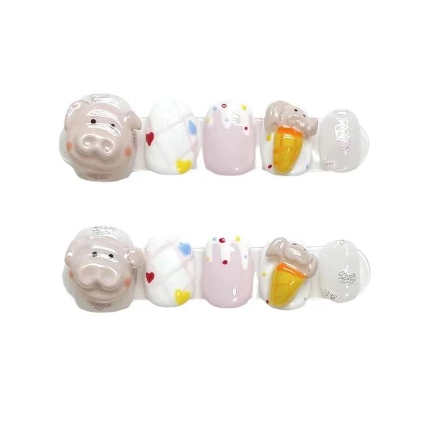 In Stock Children Candy Cute Cartoon Nail Tips Kids False Girls Cartoon Press On Nails Colorful Full Cover Nails With Glue Tabs