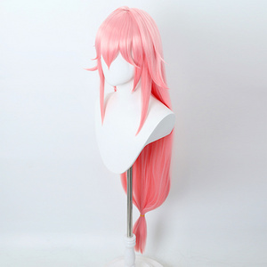 Japanese Women Long Pink Straight Wig PROJECT Yae Miko Anime Wig Synthetic Heat Resistant Fiber Hair Cheap Price Cosplay Wigs