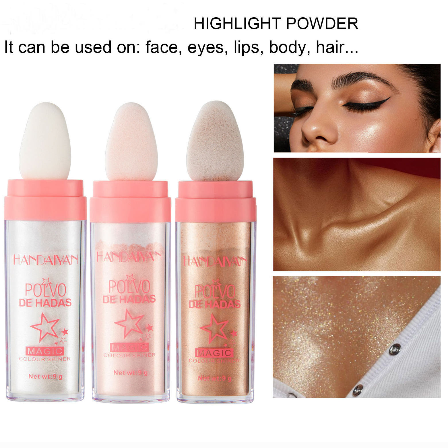 Face High Gloss Sparkle Highlighter Makeup Stick,Polvo De adas Body Face Glitter Highlighter Powder Makeup