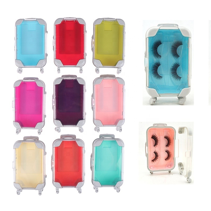 Factory wholesale New style Empty Plastic packing box high quality storage box mini box packaging 3D eyelash mini suitcase