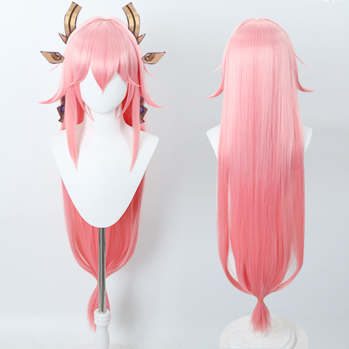 Japanese Women Long Pink Straight Wig PROJECT Yae Miko Anime Wig Synthetic Heat Resistant Fiber Hair Cheap Price Cosplay Wigs