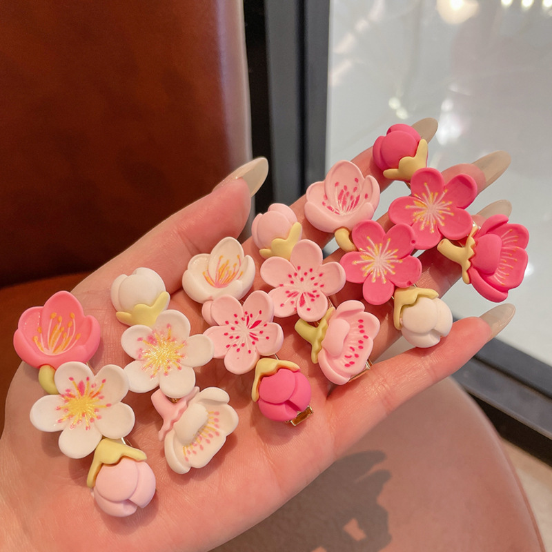 Flower sweet gentle hairpin women wholesale Korean new duck beak clip a word clip side fancy duck bill hair clips for kids girls