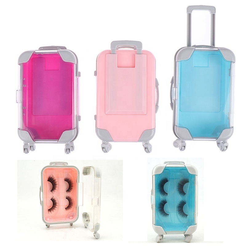 Factory wholesale New style Empty Plastic packing box high quality storage box mini box packaging 3D eyelash mini suitcase