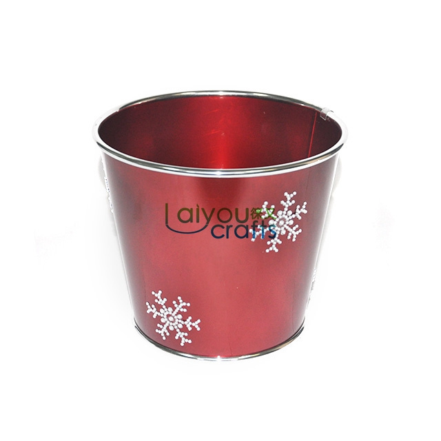 popular flower metal pot tin pots  tin pots leaf bow snow sparkle with metallic