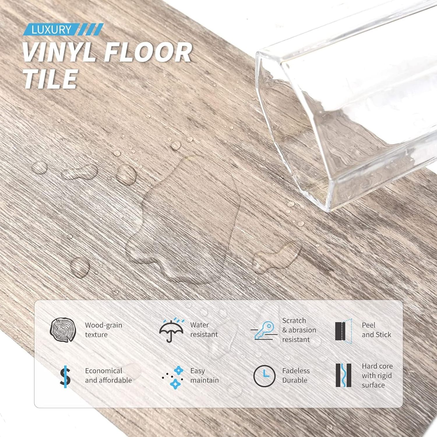 Peel and Stick Vinyl PVC Lvt Wood Look Plank Decor Backsplash Kitchen Durable Wear Layer Wall Floor Sticker