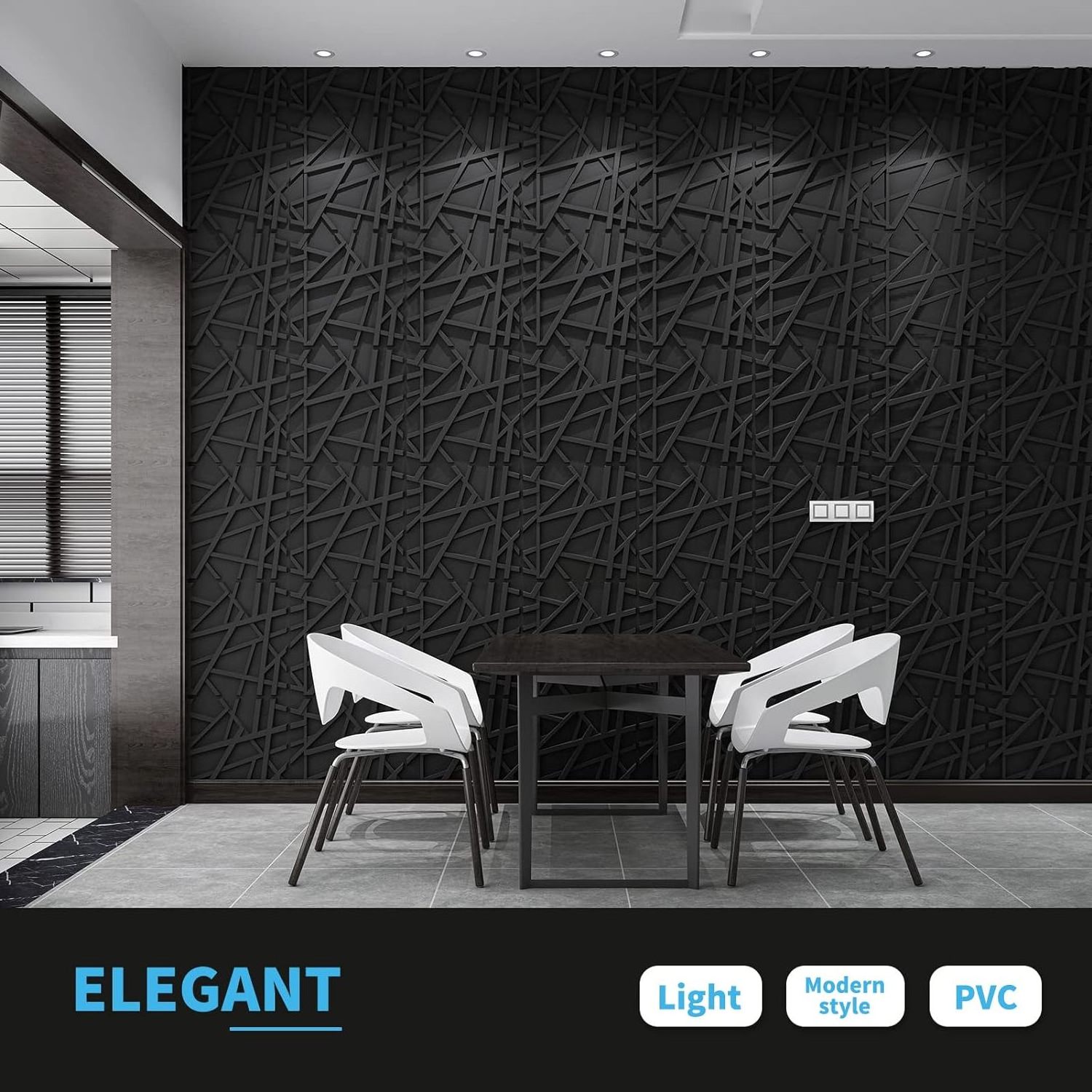 LANTISE High Quality PVC Decorative Textures Black 3D Wall Panels for Interior Wall Decor