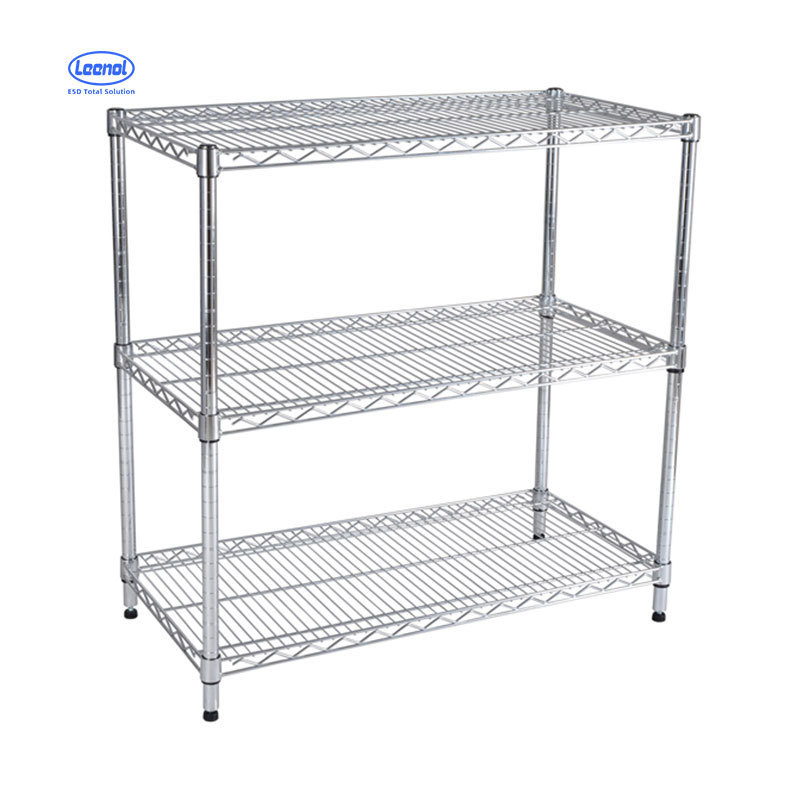 Leenol High Quality Movable 5 Tiers Garage Wire Shelf Metal Shelving Unit Heavy Duty Rack With Wheels