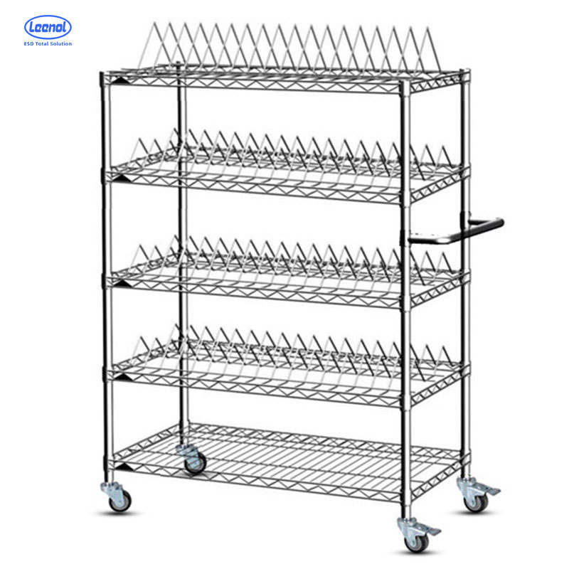 Leenol High Quality Movable 5 Tiers Garage Wire Shelf Metal Shelving Unit Heavy Duty Rack With Wheels