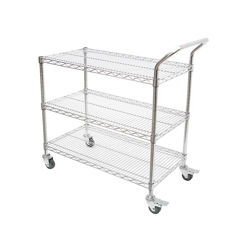 ESD stainless steel/chrome/metal Wire Shelf/rack/Trolley With Wire Shelf