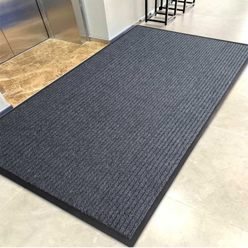 Double Stripe Polyester Carpet Flooring Carpet Door Mat with PVC Backing for Interior and Door Application