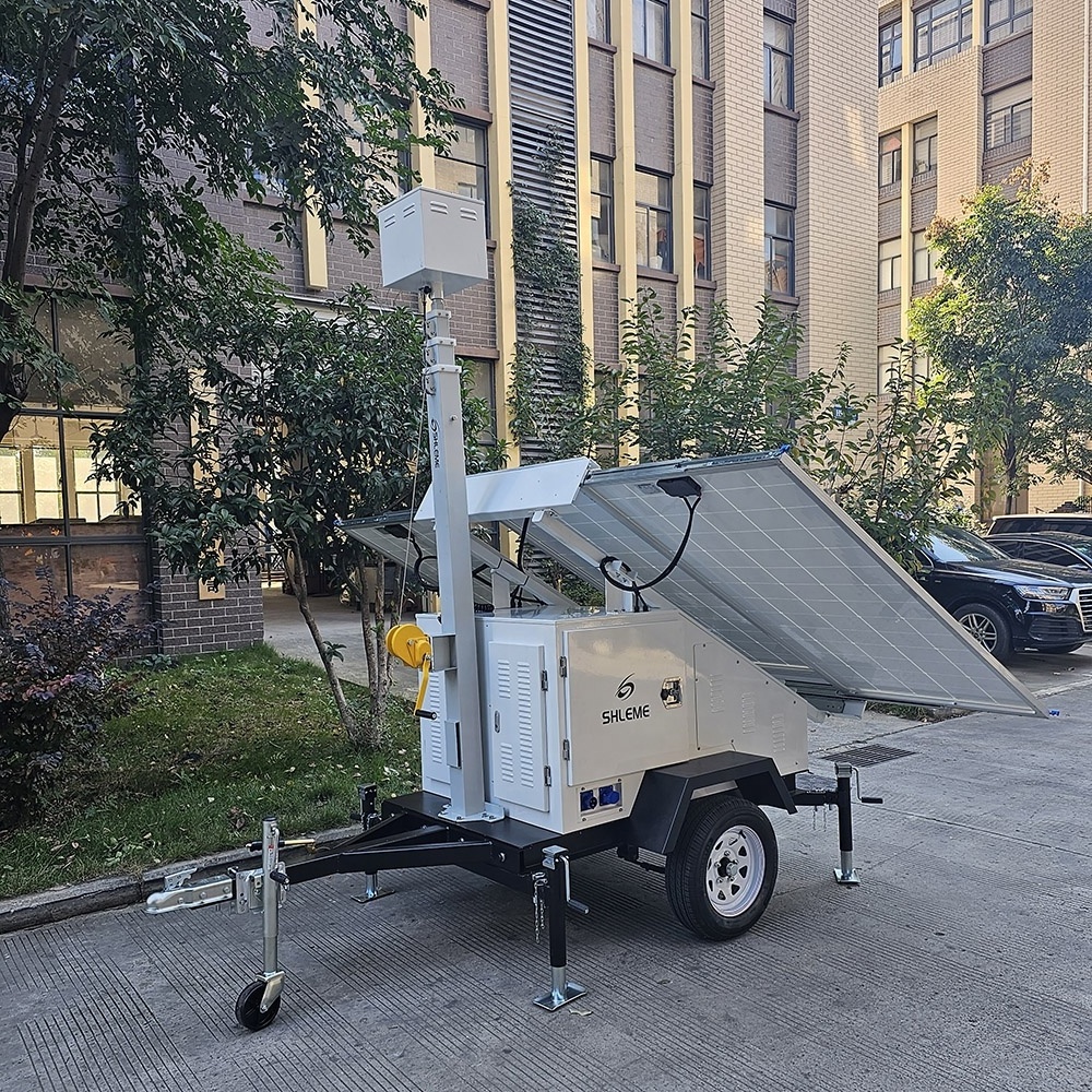 China Manufacturer CCTV Mobile Surveillance Trailer Solar Mobile Light Tower