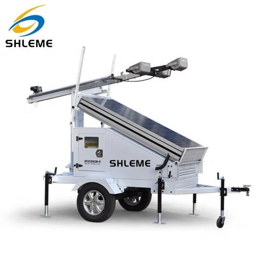 Wide lighting mining site ues diesel generator mobile outdoor light tower 7m trailer CCTV camera tower