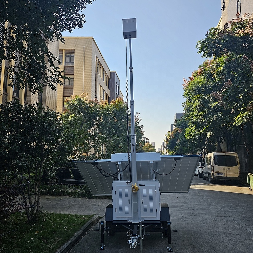 China Manufacturer CCTV Mobile Surveillance Trailer Solar Mobile Light Tower