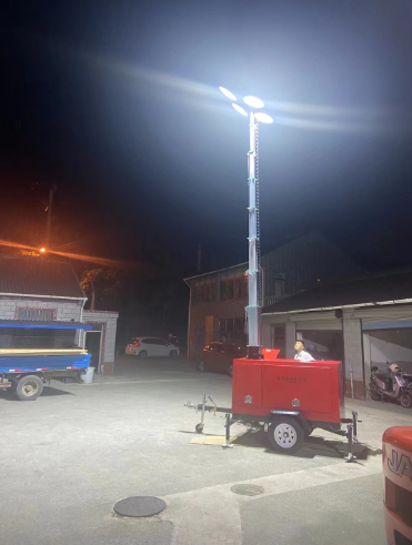 Wide lighting mining site ues diesel generator mobile outdoor light tower 7m trailer CCTV camera tower