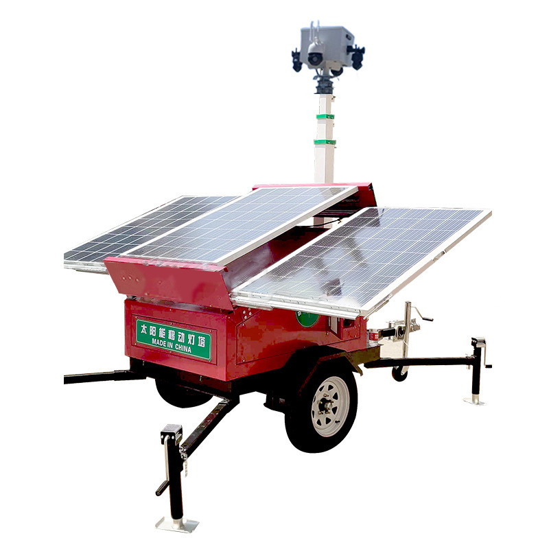 Wide lighting mining site ues diesel generator mobile outdoor light tower 7m trailer CCTV camera tower