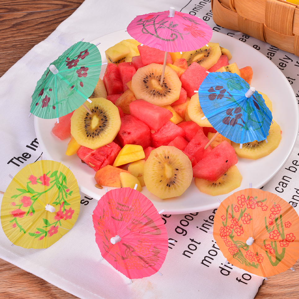 Food grade custom mini sticker bar decoration picks cocktail umbrellas for drink and party