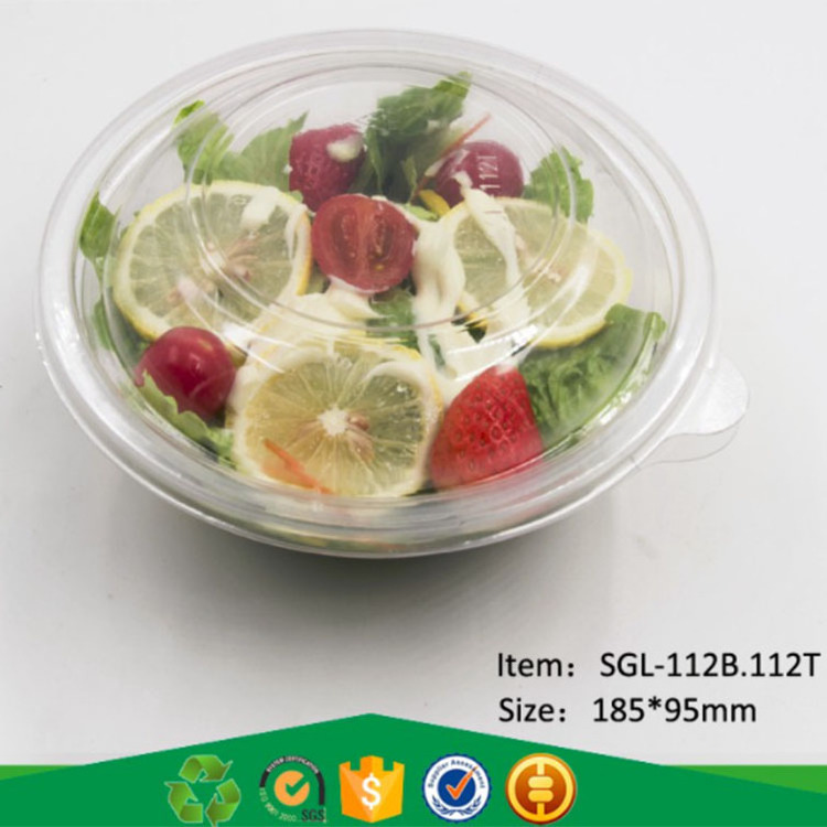 Manufacturer Catering Supply 12 OZ Bowl Salad Container Disposable Plastic Round Salad Fruit Bowl with Lid