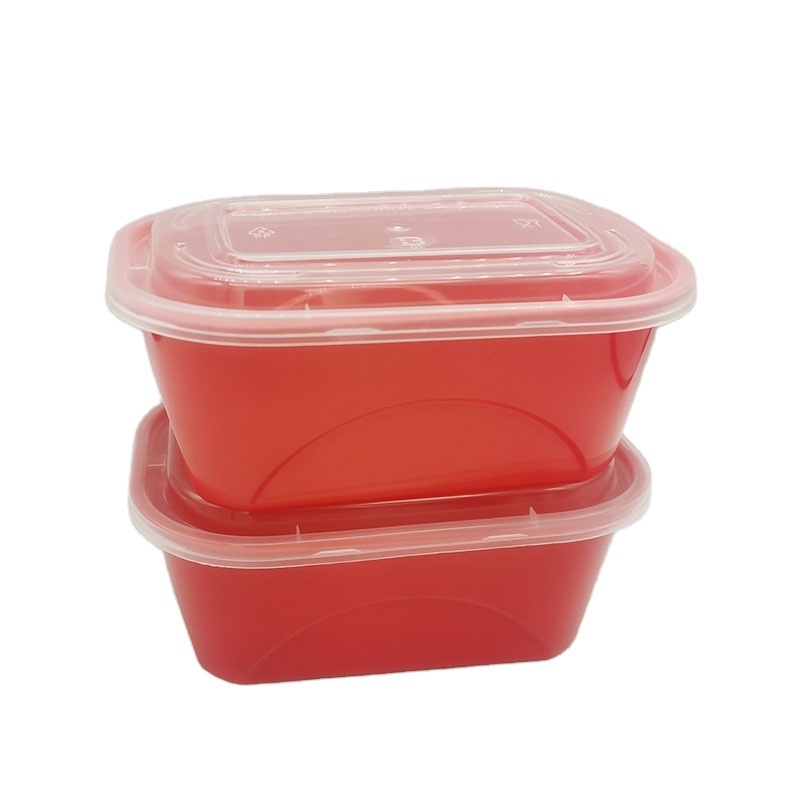 500ml 1000ml Packing Use microwavable frozen PP Disposable Custom Plastic Rectangular Food Storage Container with Lid