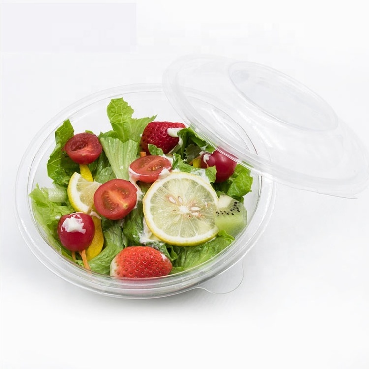 Manufacturer Catering Supply 12 OZ Bowl Salad Container Disposable Plastic Round Salad Fruit Bowl with Lid