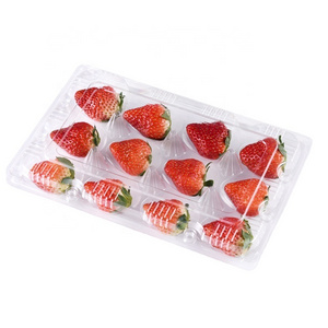 Clear Strawberry Shaped Plastic Food Strawberry Box For Packing, 11 12 15 20 Holes Take away Trays Strawberry Container for Food