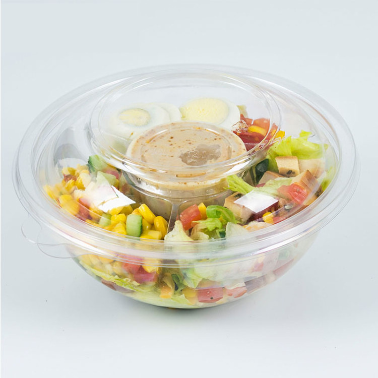 Manufacturer Catering Supply 12 OZ Bowl Salad Container Disposable Plastic Round Salad Fruit Bowl with Lid