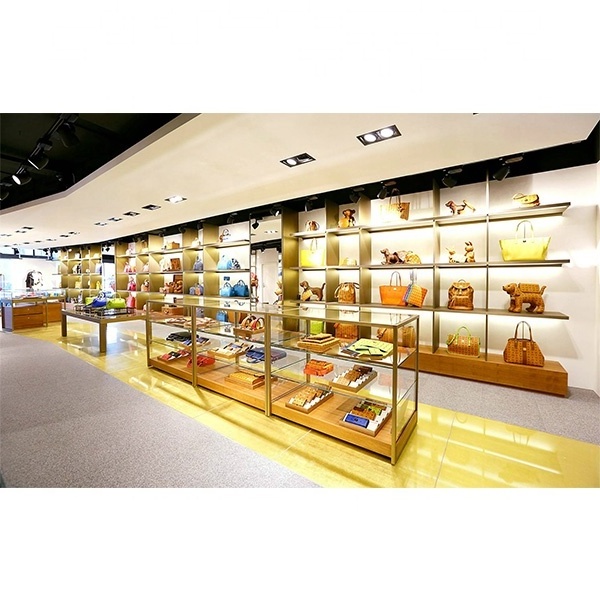 Women Bag Retail Store Fixtures Handbag Store Design And Decoration Bag Stand Display Wood Showcase Handbags Display Shelves