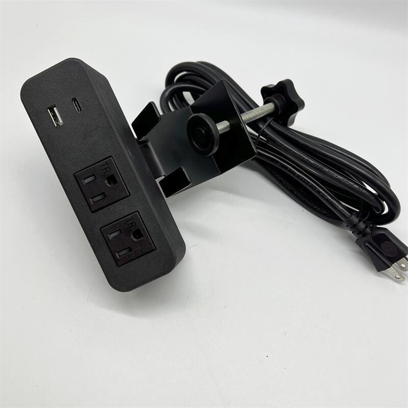 usb type c socket with table clamp American standard two position jack 18W fast charging socket