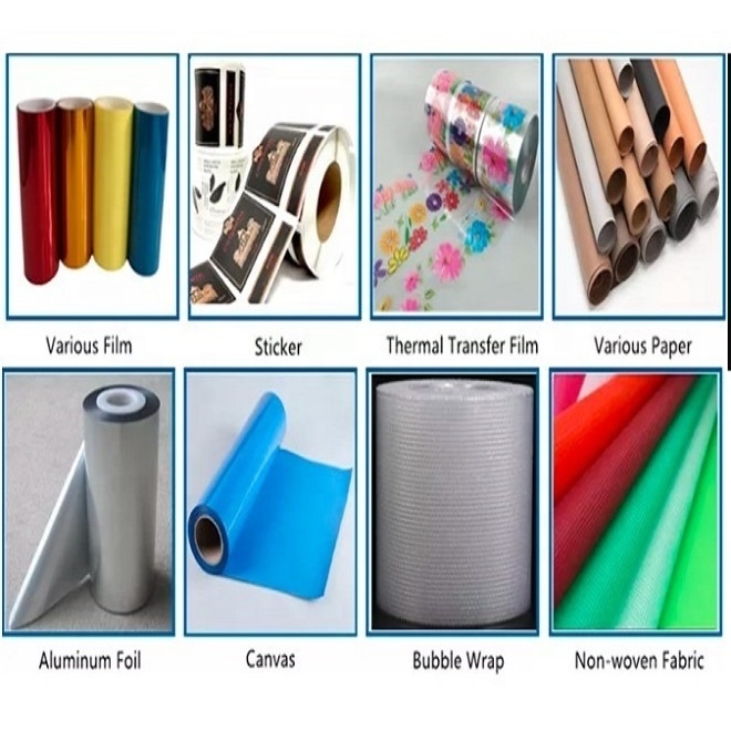 automatic thermal Paper PET PVC BOPP tape faux leather Plastic Film Non Woven Fabric eva slitting Roll to Sheet Cutting Machine