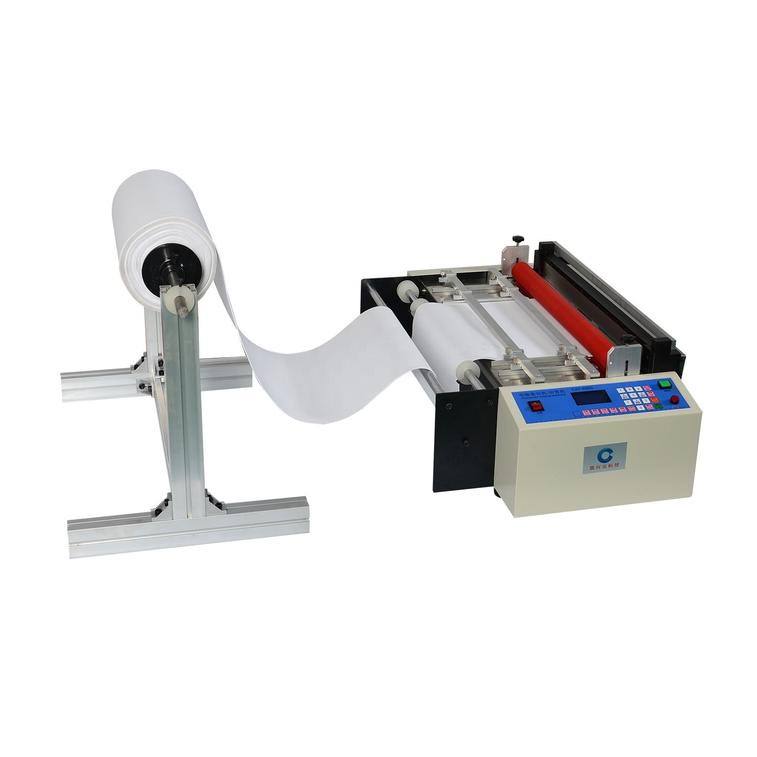 automatic thermal Paper PET PVC BOPP tape faux leather Plastic Film Non Woven Fabric eva slitting Roll to Sheet Cutting Machine