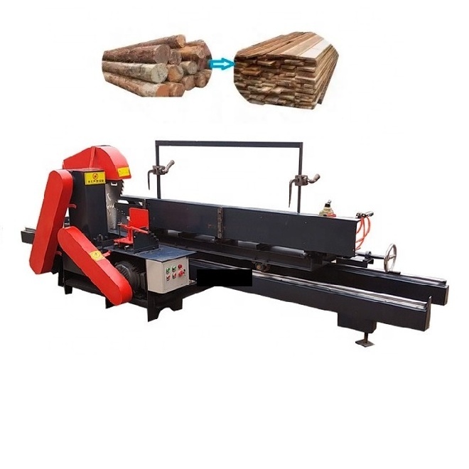 vertical band saw machine for wood working with trolley round square timber cutting machine sawmill wood cutting automatic