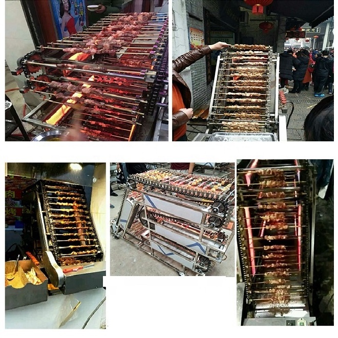 electric gas rotating skewer grill machine automatic barbecue bbq grill kebab satay skewer and grilling machine automatic