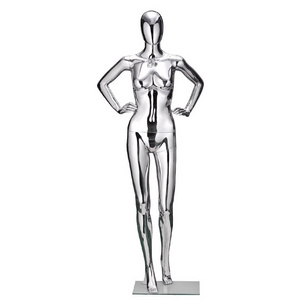 Clothing store high-grade female full body Mannequin FiberGlass electroplate silver window dummy wedding shop display shelf