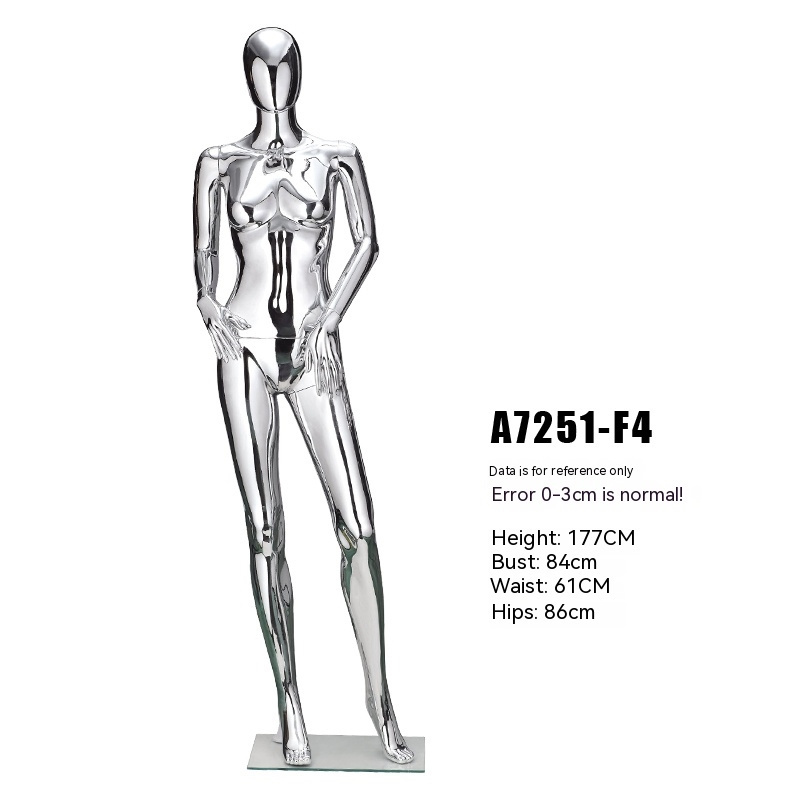 Clothing store high-grade female full body Mannequin FiberGlass electroplate silver window dummy wedding shop display shelf