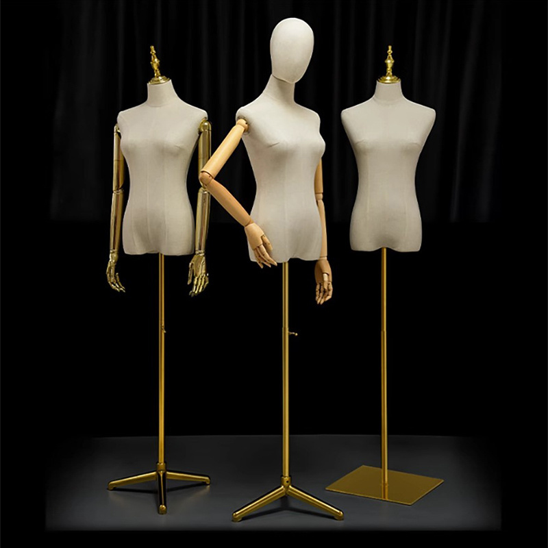 Clothes Store Female Wedding Dress famale Up-Body plastic Mannequins white linen cloth Dummy Garment Window Display Stand