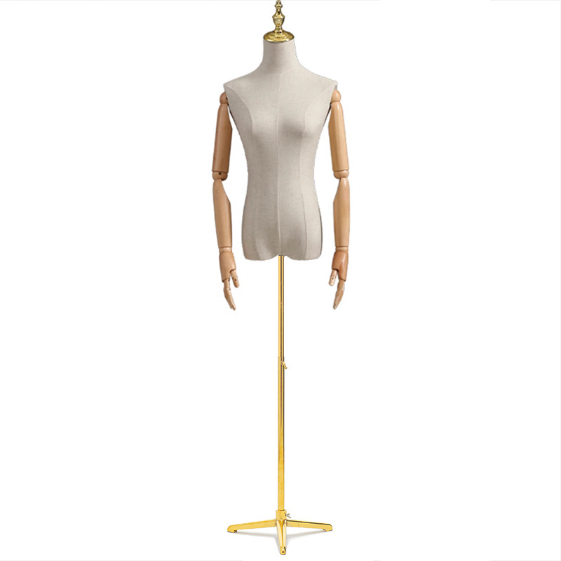 Clothes Store Female Wedding Dress famale Up-Body plastic Mannequins white linen cloth Dummy Garment Window Display Stand