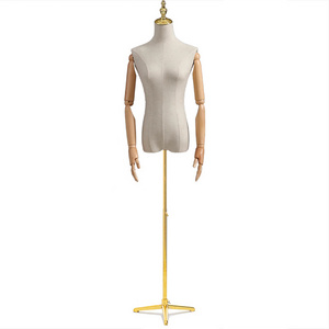 Clothes Store Female Wedding Dress famale Up-Body plastic Mannequins white linen cloth Dummy Garment Window Display Stand